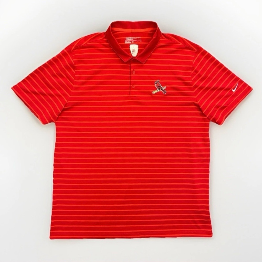 Nike Golf Men's St. Louis Cardinals Polo Shirt Size XL Red Striped Short Sleeves